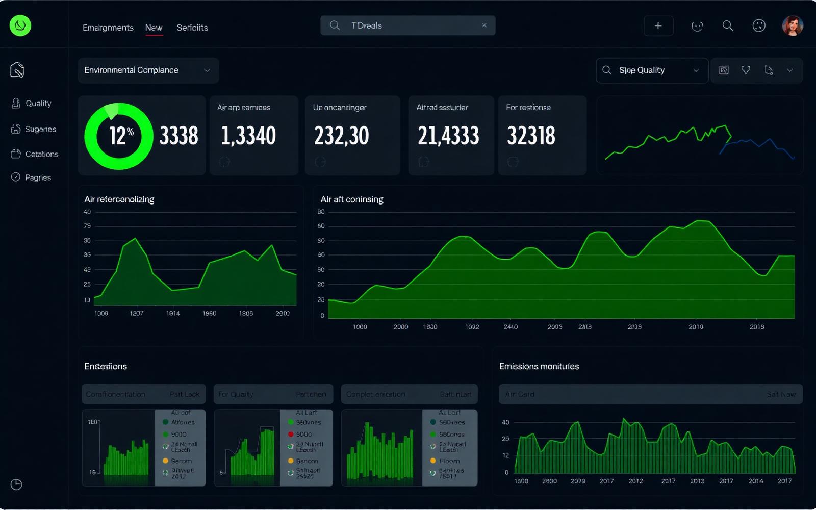 Dashboard Engreen com métricas ambientais em tempo real